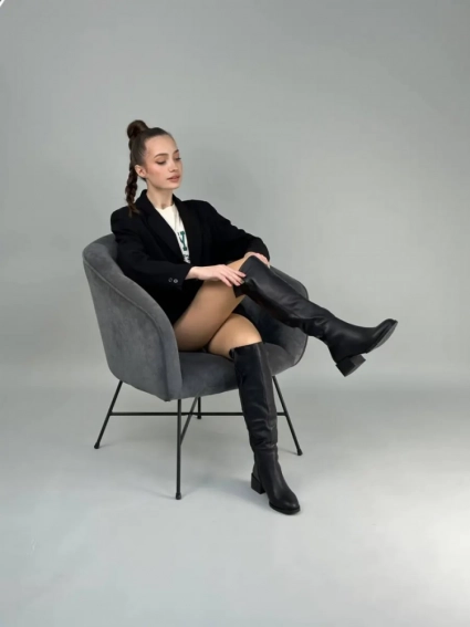 Сапоги женские кожаные черного цвета на каблуках зимние фото 7 — интернет-магазин Tapok