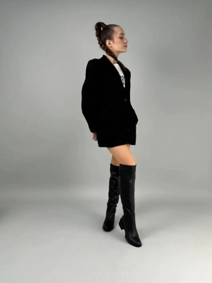 Сапоги женские кожаные черного цвета на каблуках зимние фото 10 — интернет-магазин Tapok