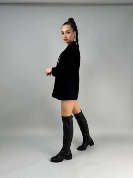 Сапоги женские кожаные черного цвета на каблуках зимние фото 11 — интернет-магазин Tapok