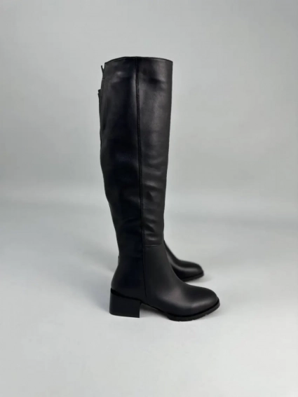 Сапоги женские кожаные черного цвета на каблуках зимние фото 12 — интернет-магазин Tapok