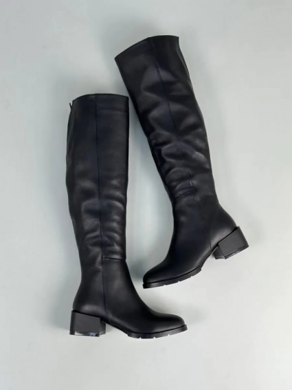 Сапоги женские кожаные черного цвета на каблуках зимние фото 13 — интернет-магазин Tapok
