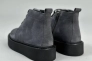 Ботинки женские замшевые серые на черной подошве зимние Фото 11