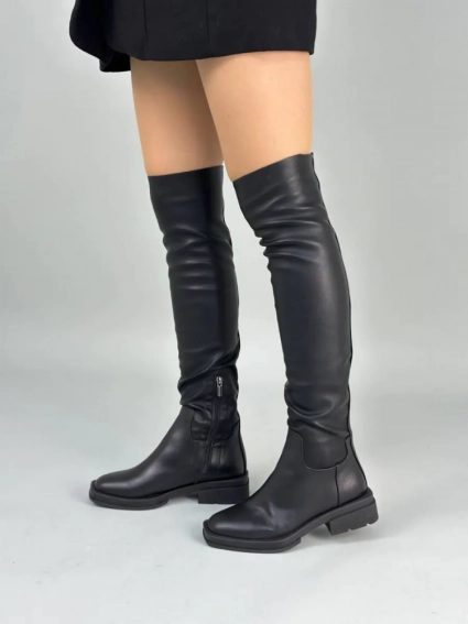 Ботфорты чулки женские кожаные черные зимние фото 2 — интернет-магазин Tapok