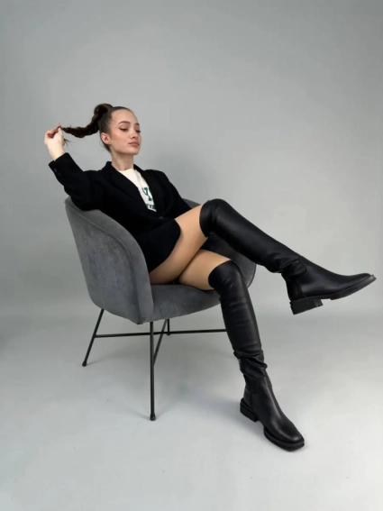 Ботфорты чулки женские кожаные черные зимние фото 9 — интернет-магазин Tapok