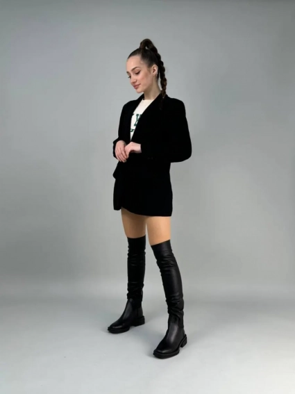 Ботфорты чулки женские кожаные черные зимние фото 10 — интернет-магазин Tapok