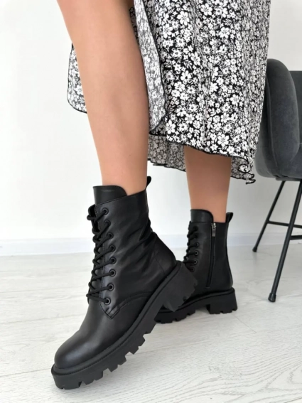 Ботинки женские кожаные черного цвета зимние фото 1 — интернет-магазин Tapok