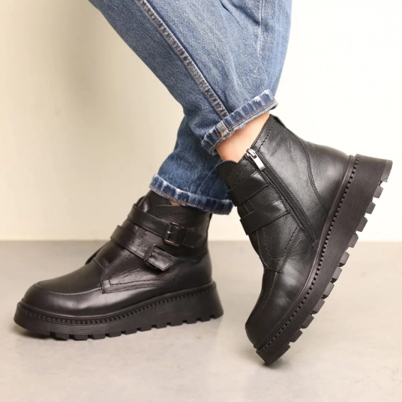 Ботинки кожаные с мехом 587553 Черные фото 4 — интернет-магазин Tapok
