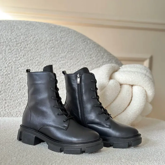 Ботинки кожаные мех 587422 Черные фото 11 — интернет-магазин Tapok