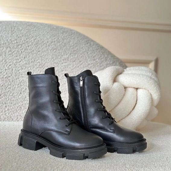 Ботинки кожаные мех 587422 Черные фото 21 — интернет-магазин Tapok