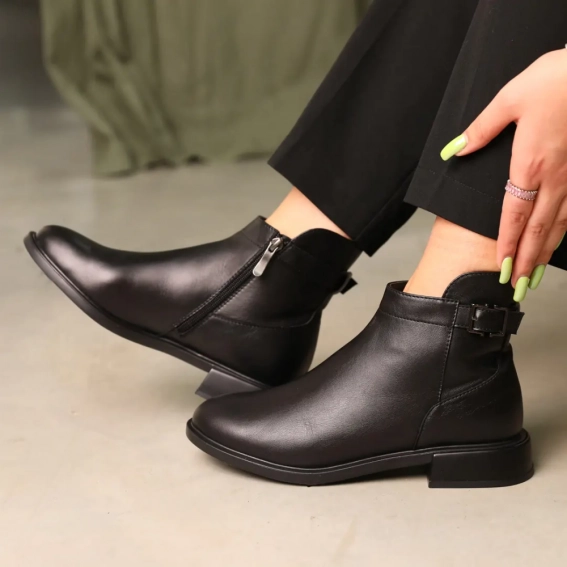 Ботинки кожаные с мехом 586995 Черные фото 2 — интернет-магазин Tapok