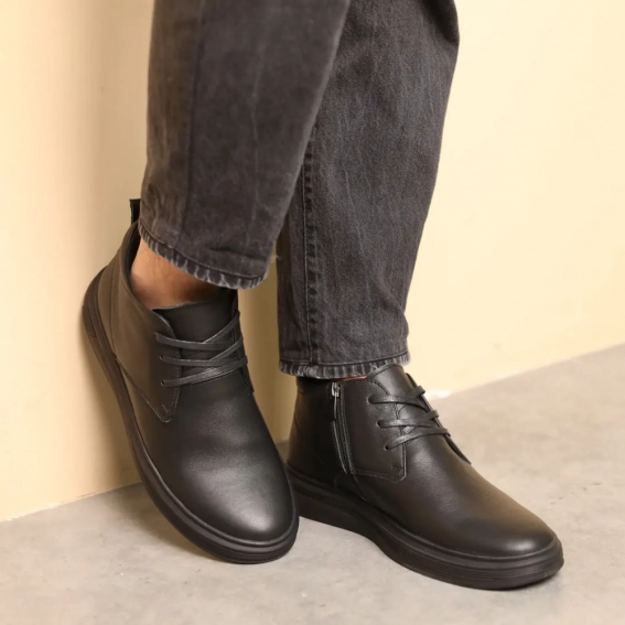 Ботинки кожаные с мехом 587477 Черные фото 1 — интернет-магазин Tapok