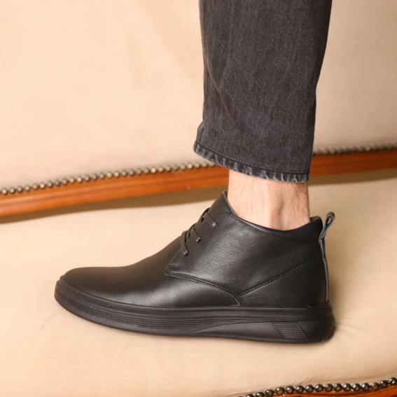 Ботинки кожаные с мехом 587477 Черные фото 2 — интернет-магазин Tapok