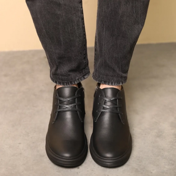 Ботинки кожаные с мехом 587477 Черные фото 3 — интернет-магазин Tapok