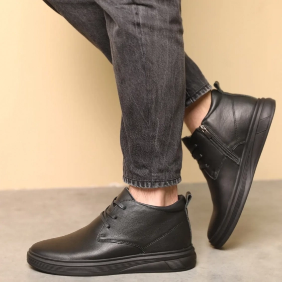 Ботинки кожаные с мехом 587477 Черные фото 4 — интернет-магазин Tapok