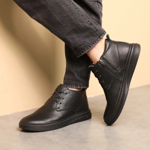 Ботинки кожаные с мехом 587477 Черные фото 6 — интернет-магазин Tapok