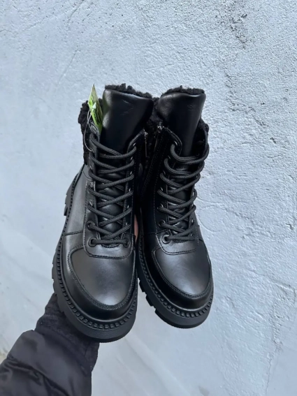 Женские ботинки кожаные зимние черные Caiman М11 фото 2 — интернет-магазин Tapok