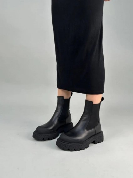 Челси женские кожаные черные зимние фото 2 — интернет-магазин Tapok