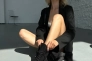 Черевики жіночі замшеві чорного кольору з лаковим носком зимові Фото 5