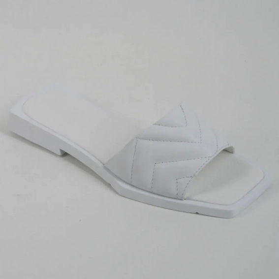 Шлепанцы женские кожаные 339510  Fashion Белый фото 1 — интернет-магазин Tapok