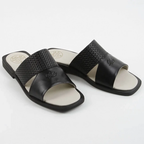 Шлепанцы женские кожаные 339913  Fashion Черный фото 4 — интернет-магазин Tapok