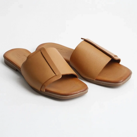 Шлепанцы женские кожаные 340345  Fashion Коричневый фото 4 — интернет-магазин Tapok