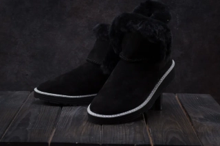 Женские ботинки замшевые зимние черные Best Vak УГ 44 -01