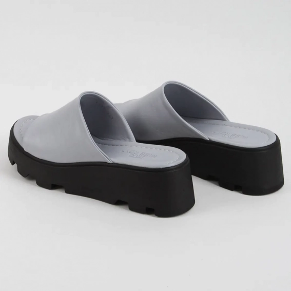 Шлепанцы женские кожаные 340162  Fashion Серый фото 5 — интернет-магазин Tapok