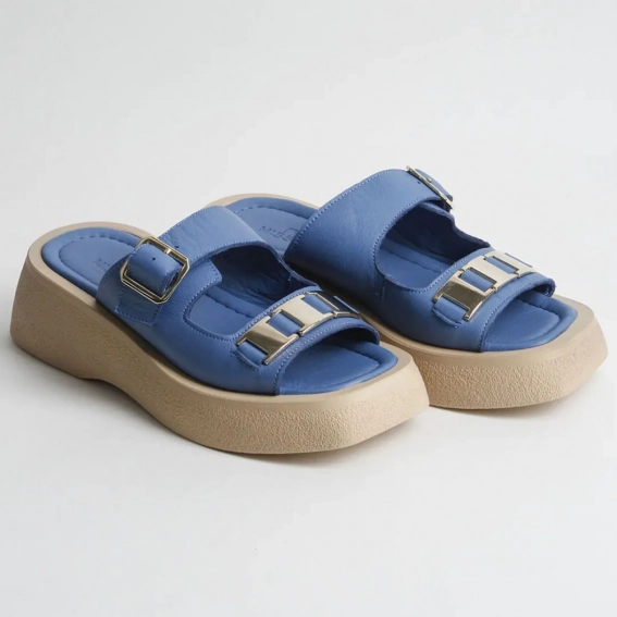 Шлепанцы женские кожаные 340388  Fashion Синий фото 4 — интернет-магазин Tapok