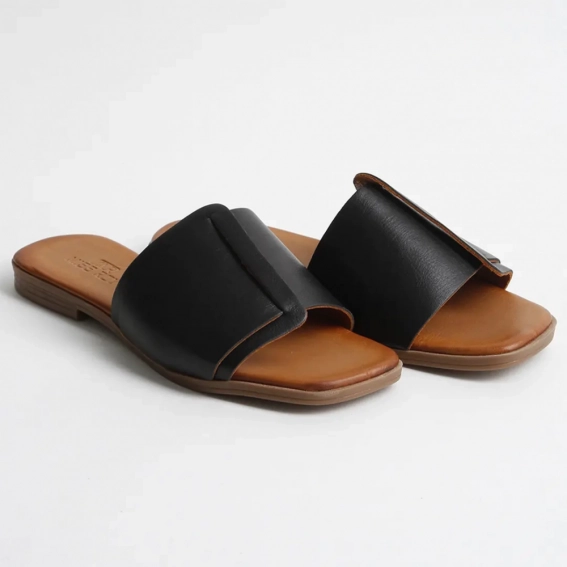 Шлепанцы женские кожаные 340392  Fashion Черный фото 4 — интернет-магазин Tapok