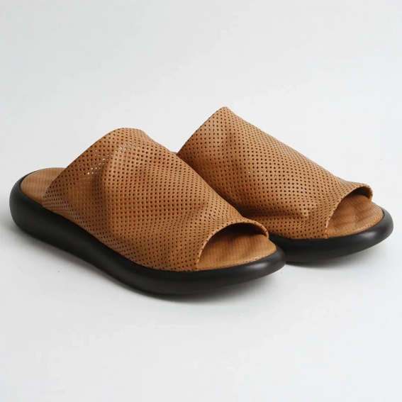 Шлепанцы женские кожаные 340427  Fashion Коричневый фото 4 — интернет-магазин Tapok