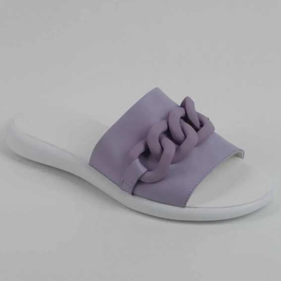 Шлепанцы женские кожаные 339714  Fashion Фиолетовый фото 1 — интернет-магазин Tapok
