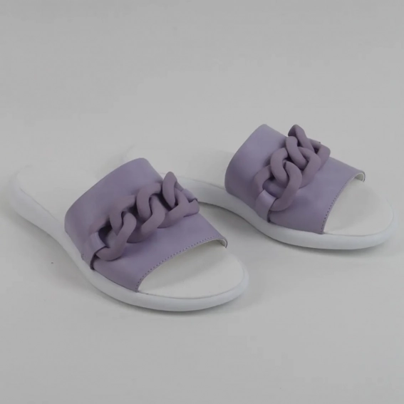 Шлепанцы женские кожаные 339714  Fashion Фиолетовый фото 4 — интернет-магазин Tapok