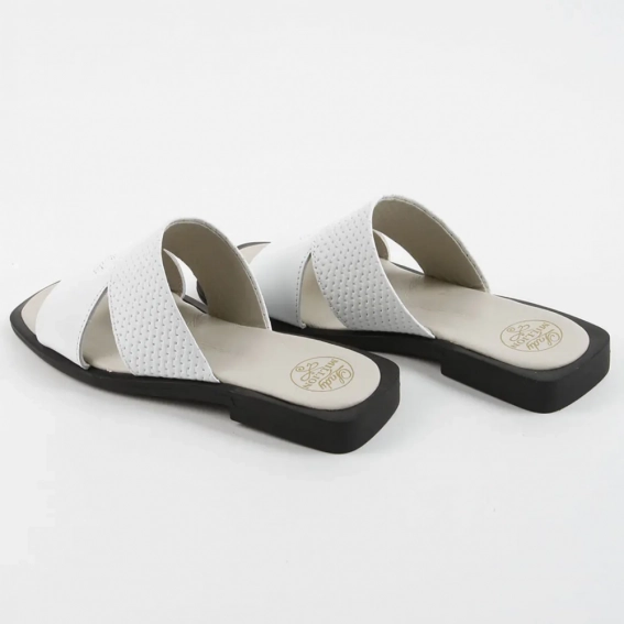 Шлепанцы женские кожаные 339914  Fashion Белый фото 5 — интернет-магазин Tapok