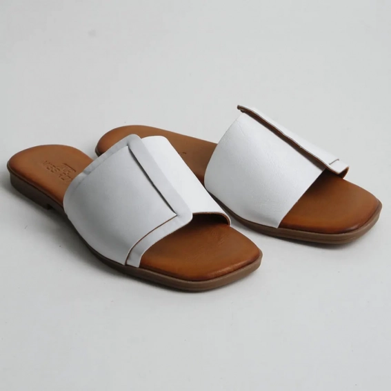 Шлепанцы женские кожаные 340352  Fashion Белый фото 4 — интернет-магазин Tapok