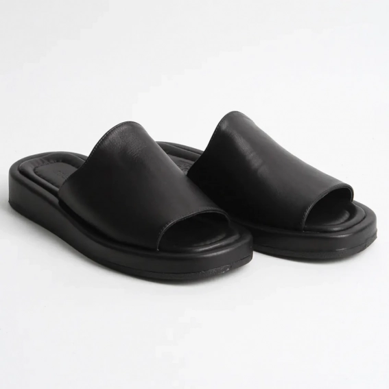 Шлепанцы женские кожаные 340391  Fashion Черный фото 4 — интернет-магазин Tapok