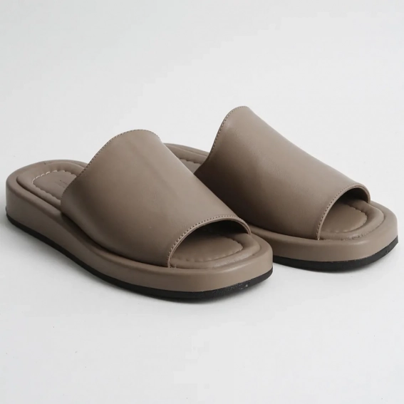 Шлепанцы женские кожаные 340418  Fashion Коричневый фото 4 — интернет-магазин Tapok