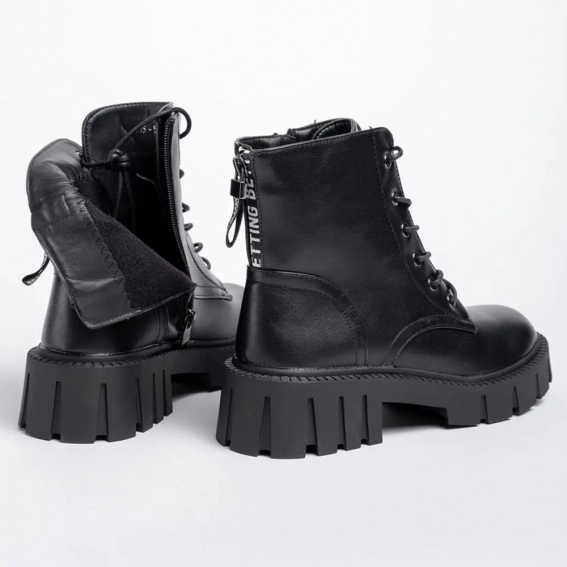 Ботинки женские 341353  Fashion Черный фото 5 — интернет-магазин Tapok
