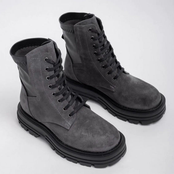 Замшеві черевики жіночі 341733 Fashion Сірий фото 4 — інтернет-магазин Tapok