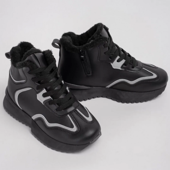 Кросівки зимові високі 341608 Fashion Чорний фото 4 — інтернет-магазин Tapok