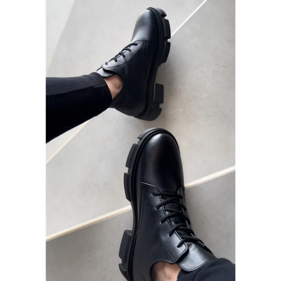 Ботинки кожаные на байке 587926 Черные фото 3 — интернет-магазин Tapok