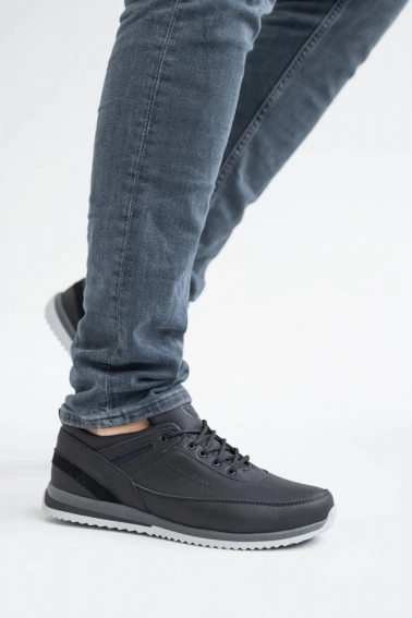 Мужские кроссовки кожаные весенне-осенние черные Emirro Б1 фото 4 — интернет-магазин Tapok
