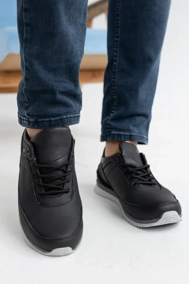 Мужские кроссовки кожаные весенне-осенние черные Emirro Б1 фото 7 — интернет-магазин Tapok