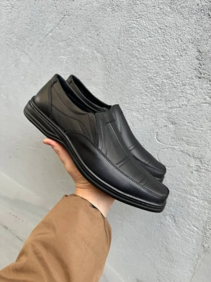 Мужские туфли кожаные весенне-осенние черные Walker 16 фото 1 — интернет-магазин Tapok