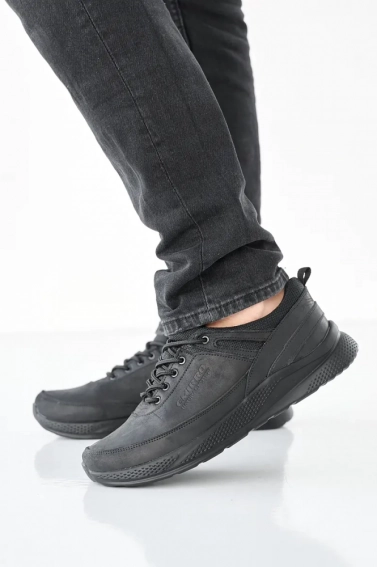 Мужские кроссовки кожаные весенне-осенние черные Emirro E 70 фото 1 — интернет-магазин Tapok