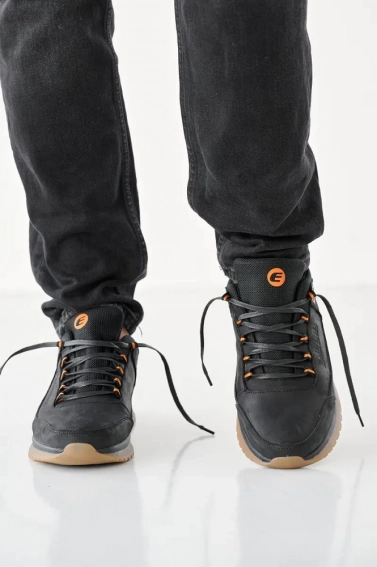 Чоловічі кросівки шкіряні весняно-осінні чорні-коричневі Emirro М8 фото 2 — інтернет-магазин Tapok