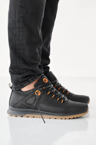 Мужские кроссовки кожаные весенне-осенние черно-коричневые Emirro М8 фото 3 — интернет-магазин Tapok