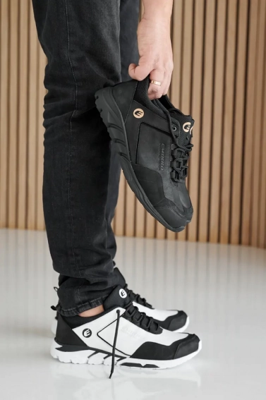 Мужские кроссовки кожаные весенне-осенние черные-белые Emirro А2 фото 5 — интернет-магазин Tapok