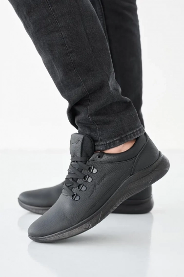 Мужские кроссовки кожаные весенне-осенние черные Yavgor 02 фото 2 — интернет-магазин Tapok
