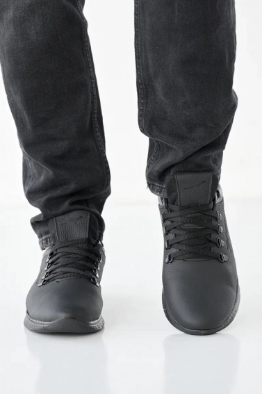 Мужские кроссовки кожаные весенне-осенние черные Yavgor 02 фото 3 — интернет-магазин Tapok