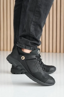 Мужские кроссовки кожаные весенне-осенние черные Emirro А2